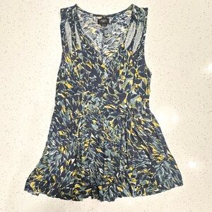 Deletta Blue and Yellow Patterned Tank Top